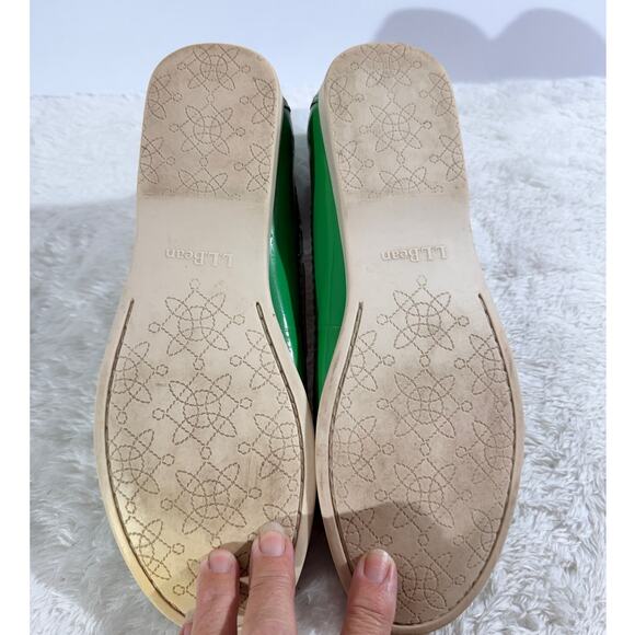 L.L. Bean Patent Leather Moc/Boat-Style Flats Rare Green Made in Brazil Size 8M - Picture 4 of 6